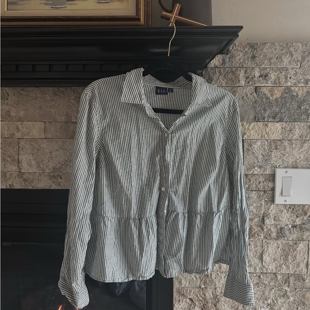 GAP Women's Black and White Striped Blazer